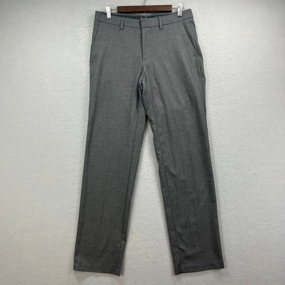 JM Haggar Dress Pants Mens 30x32 Gray Straight Fit Flat Front Formal Career Work